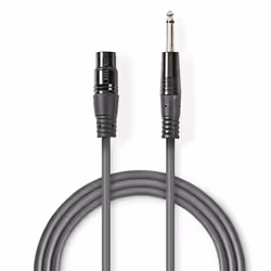 Nedis COTH15120GY15, XLR (3-pin), Femelle, 6,35 mm, Mâle, 1,5 m, Gris