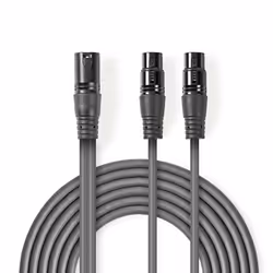 Nedis COTH15025GY15, XLR (3-pin), 2 x XLR (3-pin), Cuivre, 1,5 m, Gris