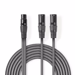 Nedis COTH15020GY15, 2 x XLR (3-pin), XLR (3-pin), Cuivre, 1,5 m, Gris