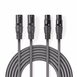 Nedis COTH15030GY05, 2 x XLR (3-pin), 2 x XLR (3-pin), Cuivre, Gris