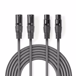 Nedis COTH15030GY30, 2 x XLR (3-pin), 2 x XLR (3-pin), Cuivre, 3 m, Gris