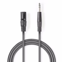 Nedis COTH15100GY15, XLR (3-pin), 6,35 mm, Cuivre, 1,5 m, Gris