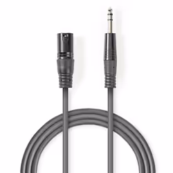 Nedis COTH15100GY30, XLR, Mâle, 6,35 mm, Mâle, 3 m, Gris