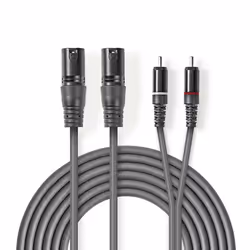 Nedis COTH15210GY15, 2 x XLR (3-pin), Mâle, 2 x RCA, Mâle, 1,5 m, Gris