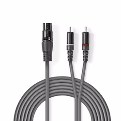 Nedis COTH15220GY15, XLR (3-pin), Femelle, 2 x RCA, Mâle, 1,5 m, Gris