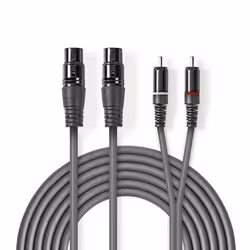 Nedis COTH15230GY15, 2 x XLR (3-pin), Femelle, 2 x RCA, Mâle, 1,5 m, Gris