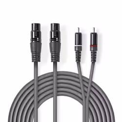 Nedis COTH15230GY30, 2 x XLR (3-pin), Femelle, 2 x RCA, Mâle, 3 m, Gris