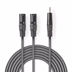 Nedis COTH15310GY15, 2 x XLR (3-pin), Mâle, Mâle, Cuivre, 1,5 m, Gris