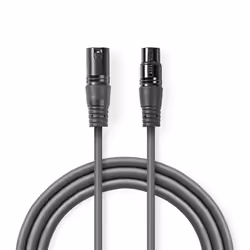 Nedis COTH15012GY15, XLR (3-pin), Mâle, XLR (3-pin), Femelle, 1,5 m, Gris