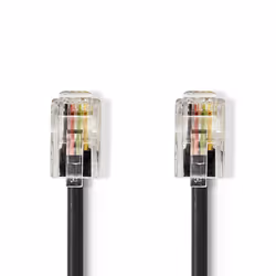 Nedis TCGP90100BK50, 5 m, RJ10, RJ10, Noir, Mâle, Mâle