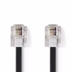 Nedis TCGP90200BK50, 5 m, RJ-11, RJ-11, Noir, Mâle, Mâle