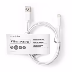 Nedis CCGT39300WT10 câble de téléphone portable Blanc 1 m USB A Lightning