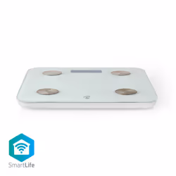 Nedis WIFIHS10WT, Pèse-personne électronique, 180 kg, 0,1 g, Blanc, LCD, 30 x 73 mm