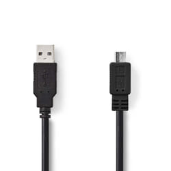 Nedis CCGW60500BK20 câble USB 2 m USB 2.0 USB A Micro-USB B Noir