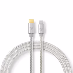 Nedis CCTB39650AL10, 1 m, Lightning, USB C, Mâle, Mâle, Aluminium