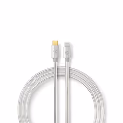 Nedis CCTB39650AL20, 2 m, Lightning, USB C, Mâle, Mâle, Aluminium