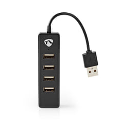 Nedis UHUBU2420BK hub & concentrateur USB 2.0 480 Mbit/s Noir