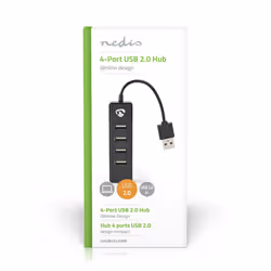 Nedis UHUBU2420BK hub & concentrateur USB 2.0 480 Mbit/s Noir - Vue supplémentaire 4