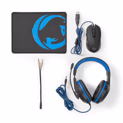 Nedis GCK31100BK, Noir, Bleu, Souris incluse