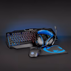 Nedis GCK41100BKDE clavier Souris incluse USB QWERTZ Allemand Noir, Bleu