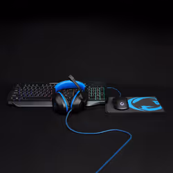 Nedis GCK41100BKDE clavier Souris incluse USB QWERTZ Allemand Noir, Bleu