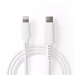 Nedis CCGW39650WT20, 2 m, Lightning, USB C, Mâle, Mâle, Blanc