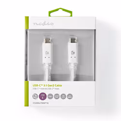 Nedis CCGW64750WT10 câble USB 1 m USB 3.2 Gen 2 (3.1 Gen 2) USB C Blanc