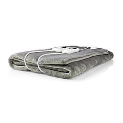Nedis PEBL130CWT2 couverture et coussin chauffant Couverture chauffante 120 W Gris, Blanc Toison, Polyester
