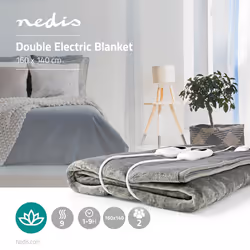 Nedis PEBL130CWT2 couverture et coussin chauffant Couverture chauffante 120 W Gris, Blanc Toison, Polyester