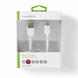 Nedis CCGW61600WT20 câble USB 2 m USB 3.2 Gen 1 (3.1 Gen 1) USB A USB C Blanc