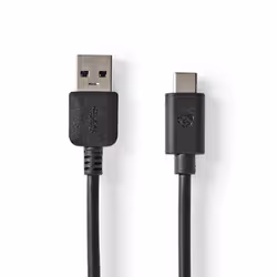 Nedis CCGW61600BK20, 2 m, USB A, USB C, USB 3.2 Gen 1 (3.1 Gen 1), Noir
