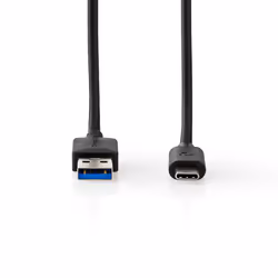 Nedis CCGW61600BK20 câble USB 2 m USB 3.2 Gen 1 (3.1 Gen 1) USB A USB C Noir