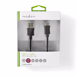 Nedis CCGW61600BK20 câble USB 2 m USB 3.2 Gen 1 (3.1 Gen 1) USB A USB C Noir