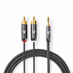 Nedis CATB22200GY10, 3,5mm, Mâle, 2 x RCA, Mâle, 1 m, Gris