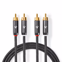 Nedis CATB24200GY10, 2 x RCA, Mâle, 2 x RCA, Mâle, 1 m, Gris