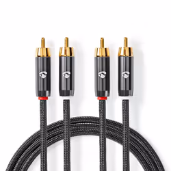 Nedis CATB24200GY50, 2 x RCA, Mâle, 2 x RCA, Mâle, 5 m, Gris