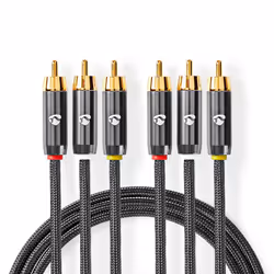 Nedis CVTB24300GY20, 3 x RCA, Mâle, 3 x RCA, Mâle, 2 m, Gris