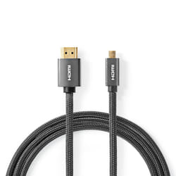 Nedis CVTB34700GY20 câble HDMI 2 m HDMI Type A (Standard) HDMI Type D (Micro) Gris