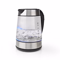 Nedis KAWK320EGS, 1,7 L, 2200 W, Acier inoxydable, Transparent, Verre, Métal, Thermostat réglable, Indicateur de niveau d'eau