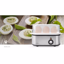 Nedis KAEB120EAL cuiseur d'oeufs 3 œufs 210 W Aluminium, Noir, Transparent - Vue supplémentaire 10
