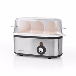 Nedis KAEB120EAL cuiseur d'oeufs 3 œufs 210 W Aluminium, Noir, Transparent