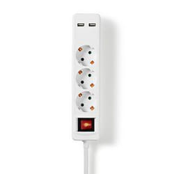 Nedis EXSO315UFSWT multiprise 1,5 m 3 sortie(s) CA Intérieure Blanc