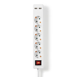 Nedis EXSO515UFSWT multiprise 1,5 m 5 sortie(s) CA Intérieure Blanc