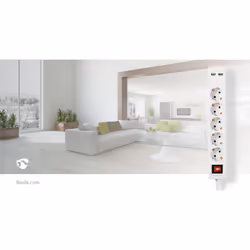 Nedis EXSO515UFSWT multiprise 1,5 m 5 sortie(s) CA Intérieure Blanc