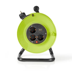Nedis PECCR25UFGN multiprise 25 m 3 sortie(s) CA Intérieure Noir, Vert