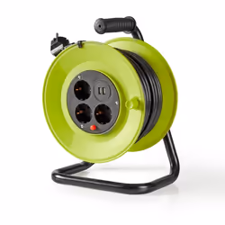 Nedis PECCR25UFGN multiprise 25 m 3 sortie(s) CA Intérieure Noir, Vert