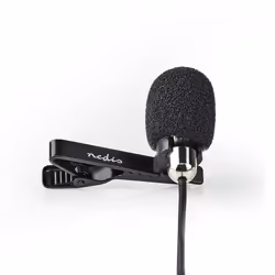 Nedis MICCJ105BK, Microphone à clipser, -30 dB, 50 - 16000 Hz, Avec fil, 3,5 mm (1/8"), Noir, Chrome
