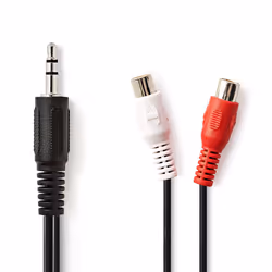 Nedis CAGT22250BK02, 3,5mm, Mâle, 2 x RCA, Femelle, 0,2 m, Noir