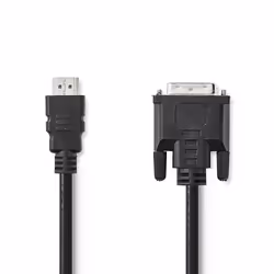 Nedis CCGT34800BK20, 2 m, DVI-D, HDMI, Mâle, Mâle, Droit