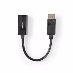 Nedis CCGT37150BK02, 0,2 m, HDMI Type A (Standard), DisplayPort, Femelle, Mâle, Droit